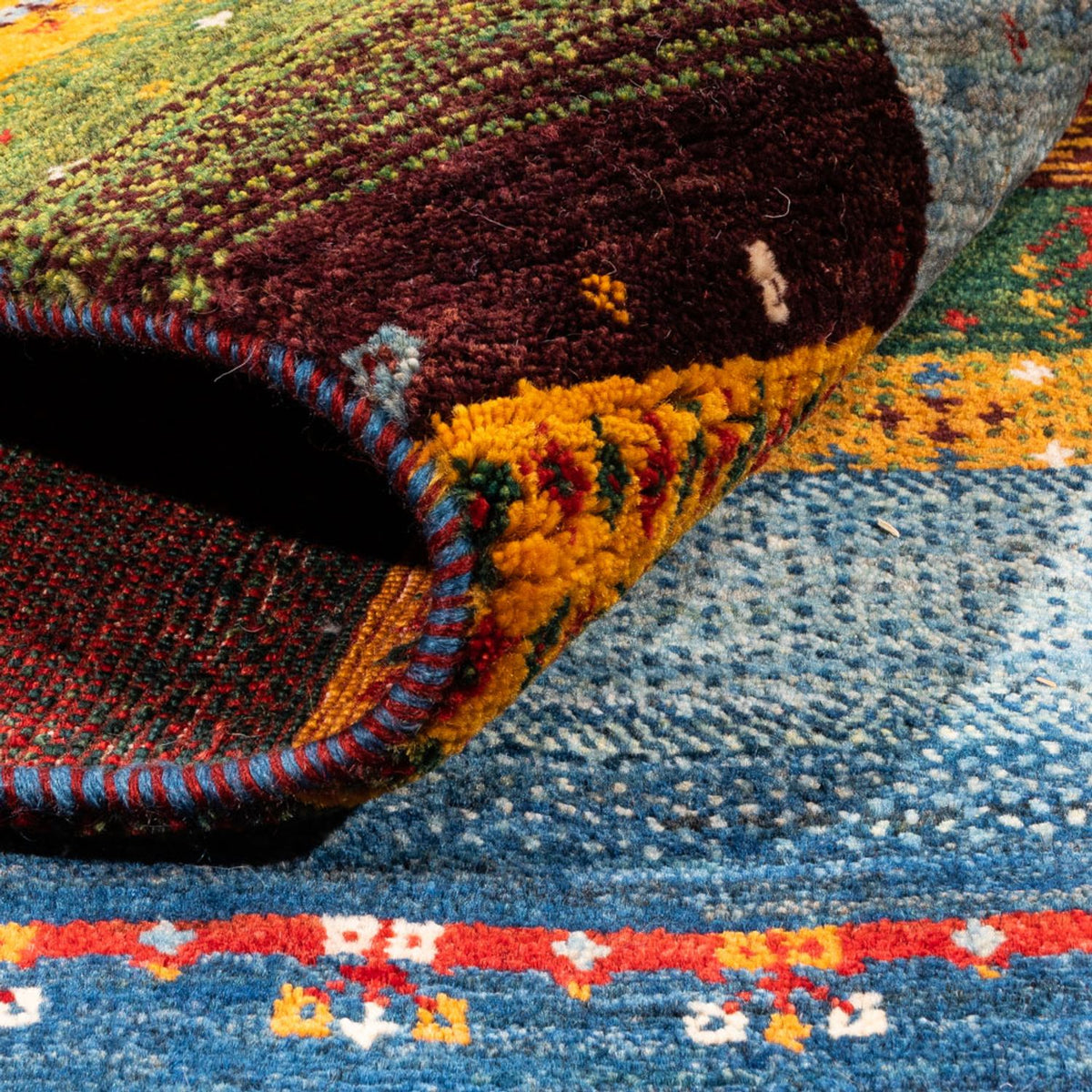 Gabbeh Tæppe - Loribaft Persisk - Royal - 194 x 165 cm - flerfarvet