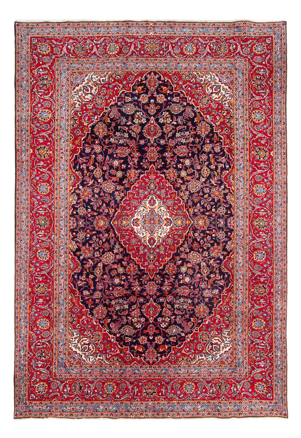Persisk tæppe - Keshan - 353 x 246 cm - mørkeblå
