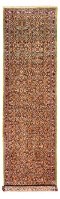 Løber Persisk tæppe - Tabriz - Royal - 377 x 100 cm - lysegrøn