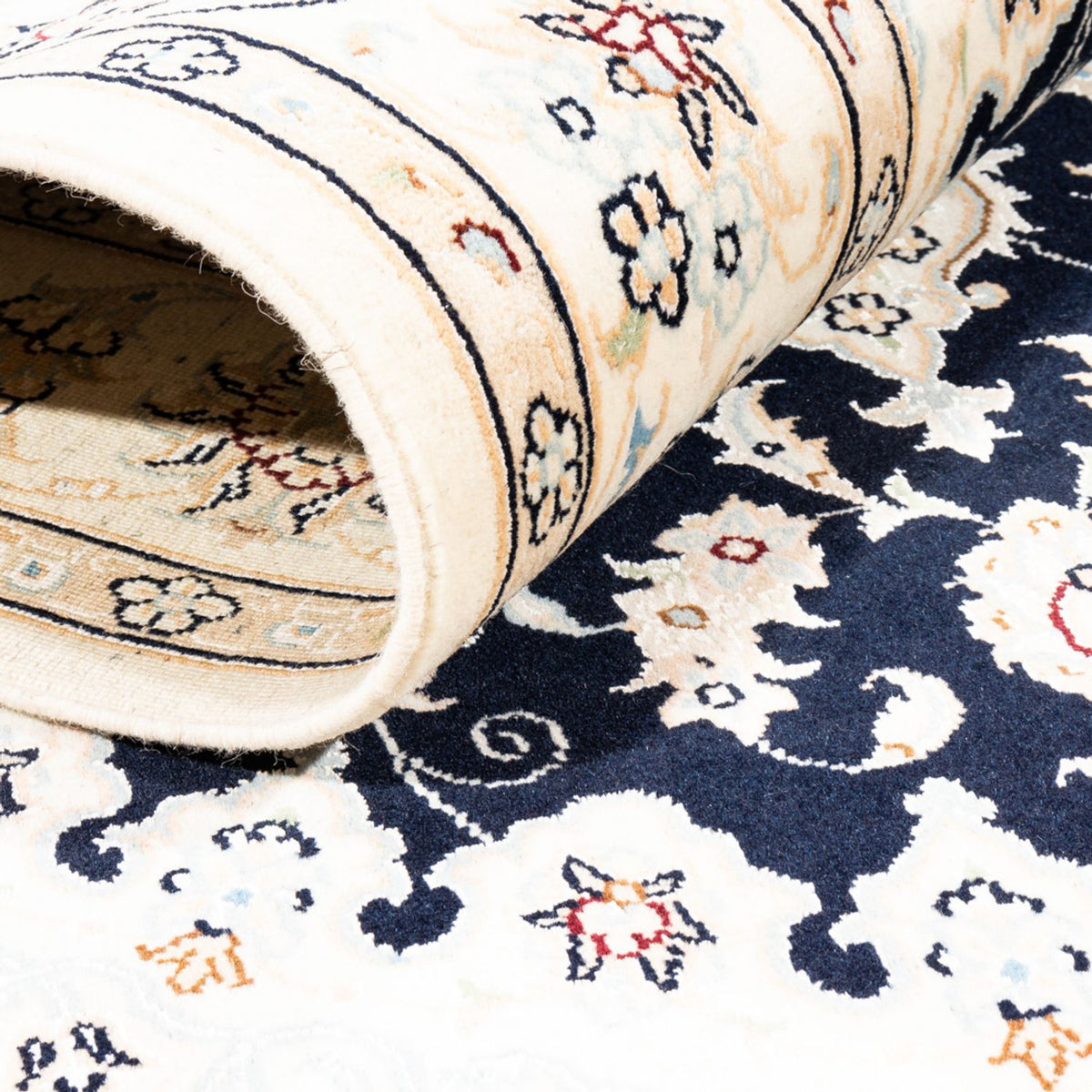 Persisk tæppe - Nain - Premium - 183 x 119 cm - mørkeblå