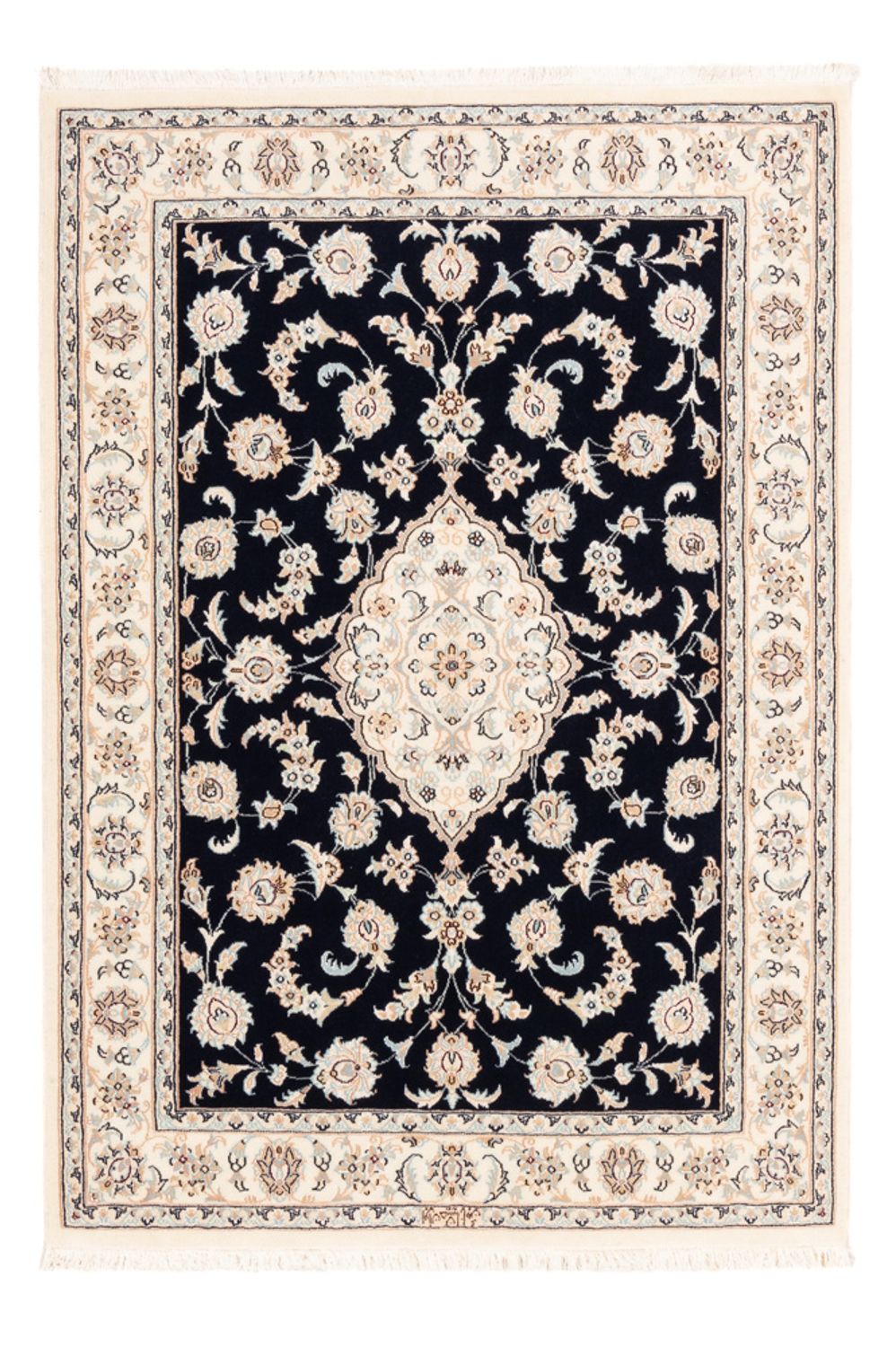 Persisk tæppe - Nain - Premium - 152 x 107 cm - mørkeblå