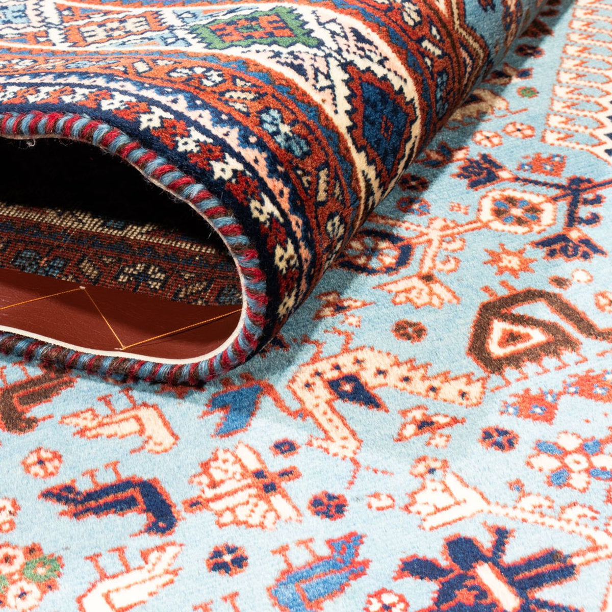 Persisk tæppe - Nomadisk - 253 x 172 cm - lyseblå