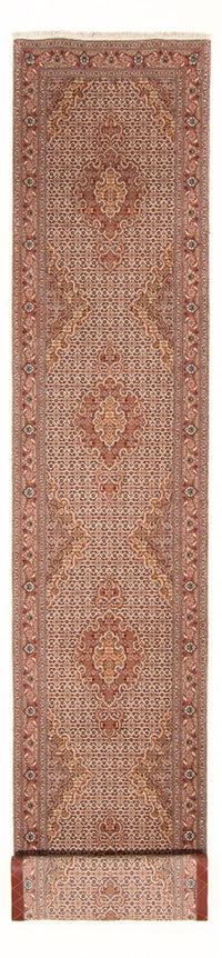 Løber Persisk tæppe - Tabriz - Royal - 407 x 78 cm - beige