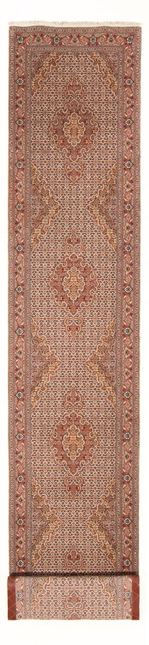 Løber Persisk tæppe - Tabriz - Royal - 407 x 78 cm - beige