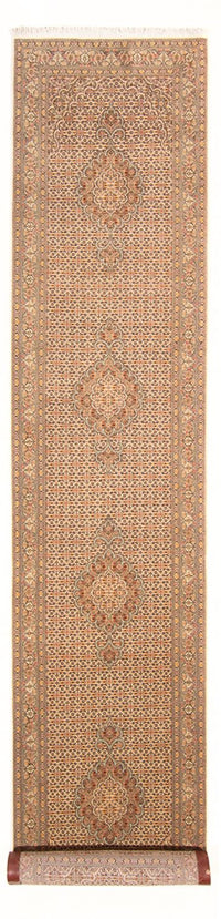 Løber Persisk tæppe - Tabriz - Royal - 393 x 80 cm - beige