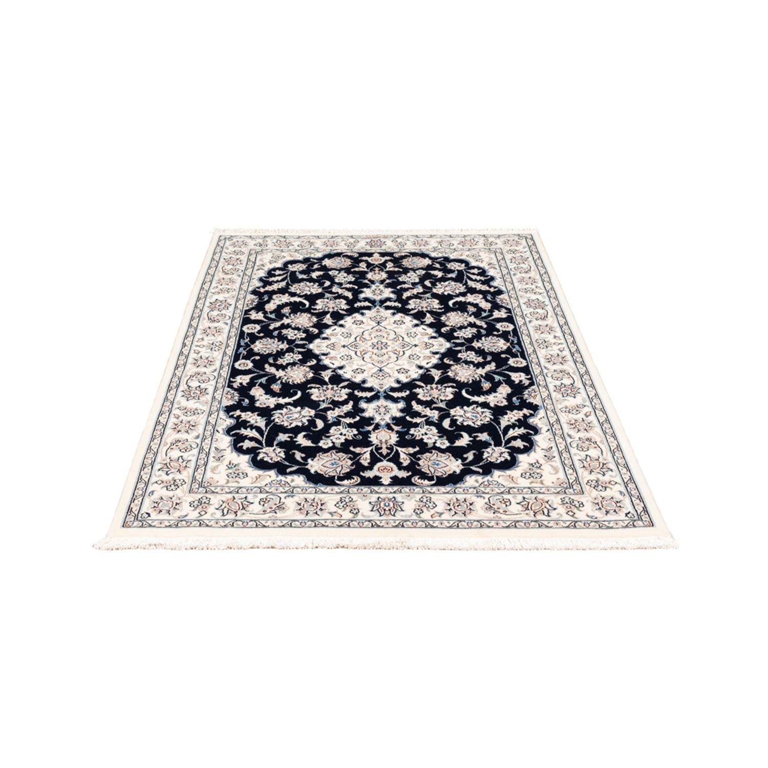 Persisk tæppe - Nain - Premium - 157 x 108 cm - mørkeblå