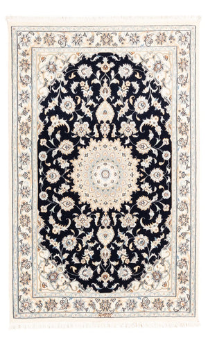 Persisk tæppe - Nain - Premium - 154 x 104 cm - mørkeblå