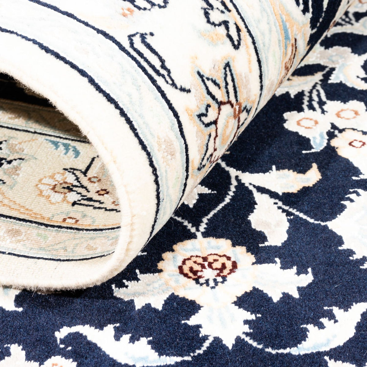 Persisk tæppe - Nain - Premium - 154 x 104 cm - mørkeblå