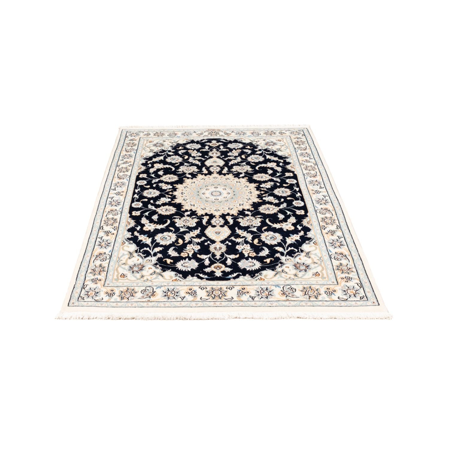 Persisk tæppe - Nain - Premium - 154 x 104 cm - mørkeblå