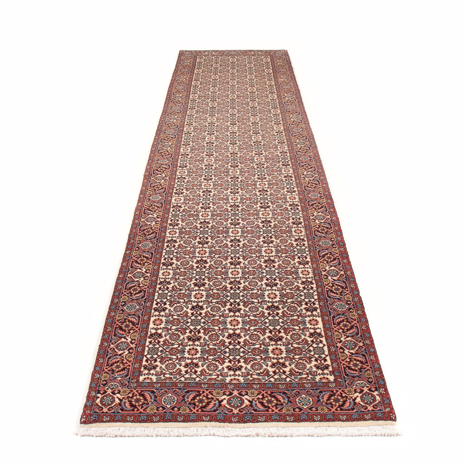 Løber Persisk tæppe - Bijar - 398 x 85 cm - beige