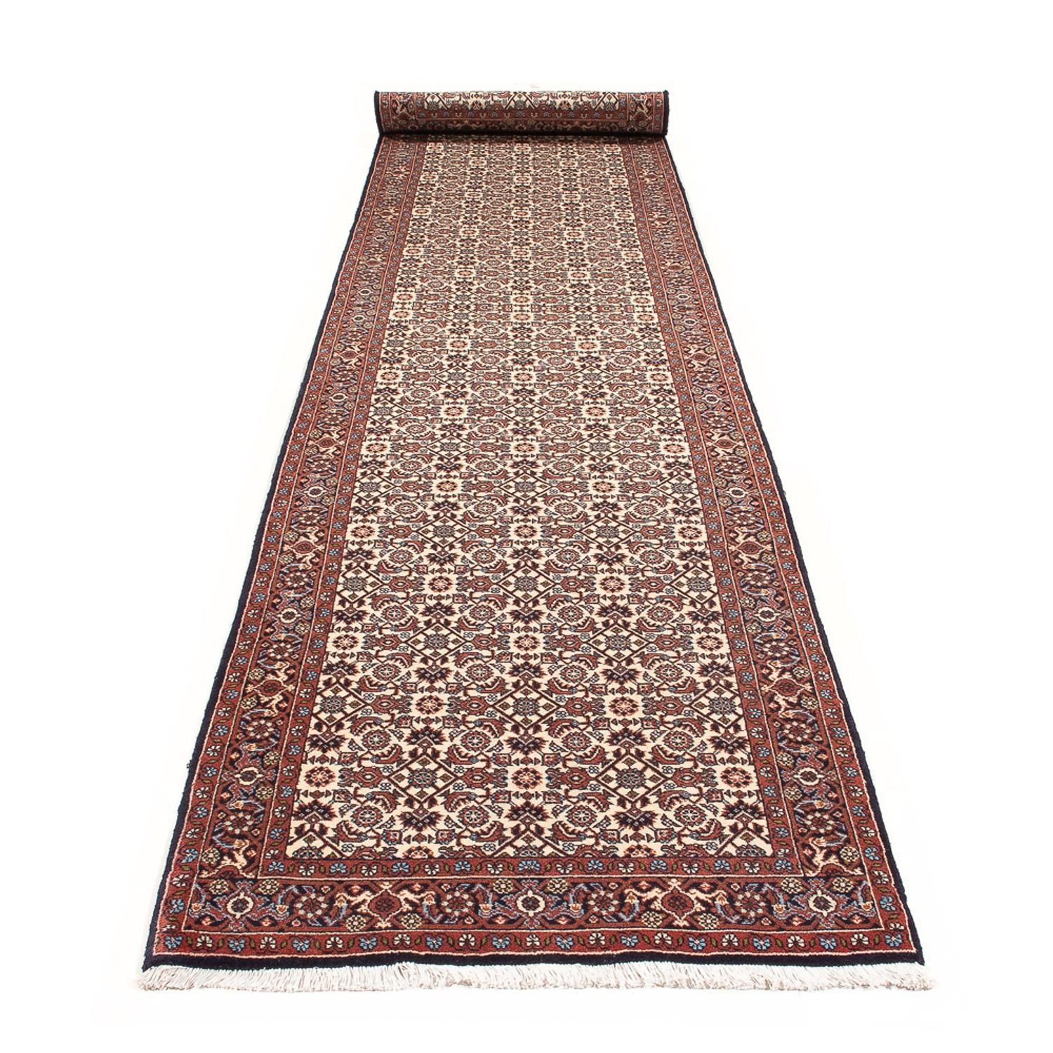 Løber Persisk tæppe - Bijar - 397 x 85 cm - creme