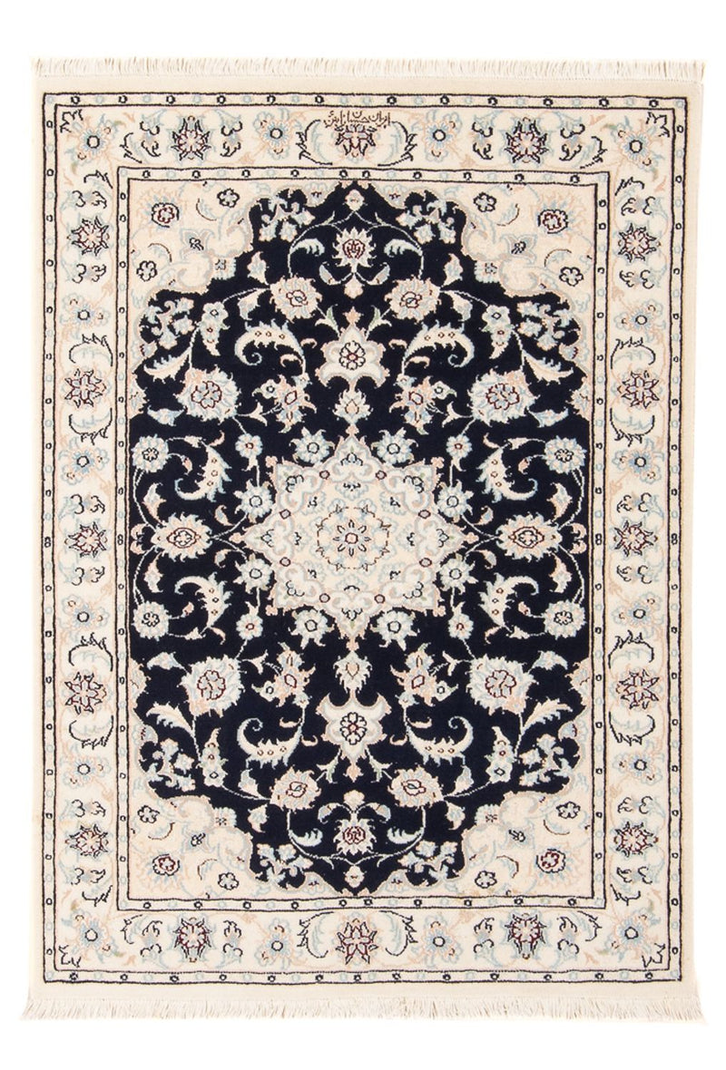 Persisk tæppe - Nain - Premium - 123 x 80 cm - mørkeblå