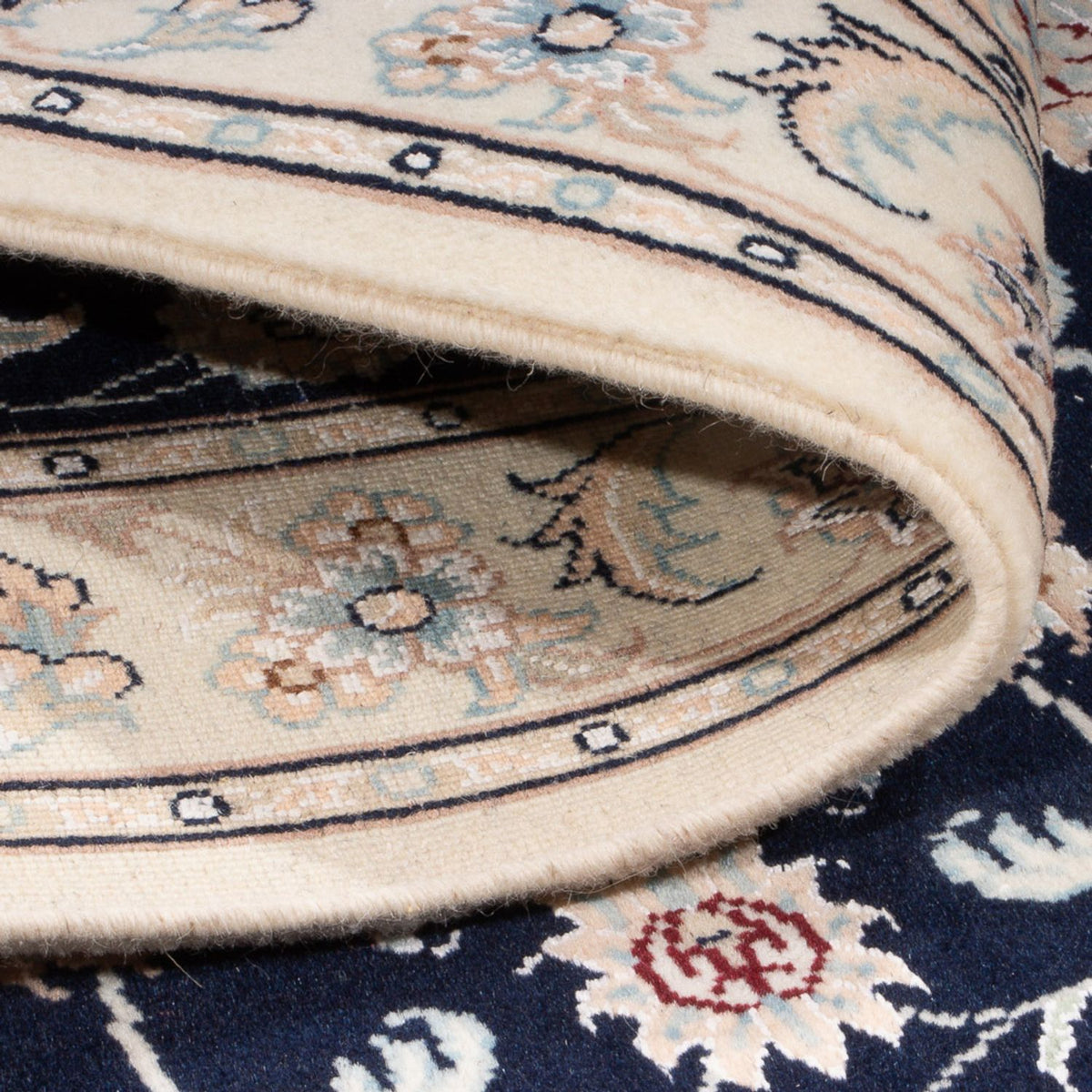 Persisk tæppe - Nain - Premium - 120 x 80 cm - mørkeblå