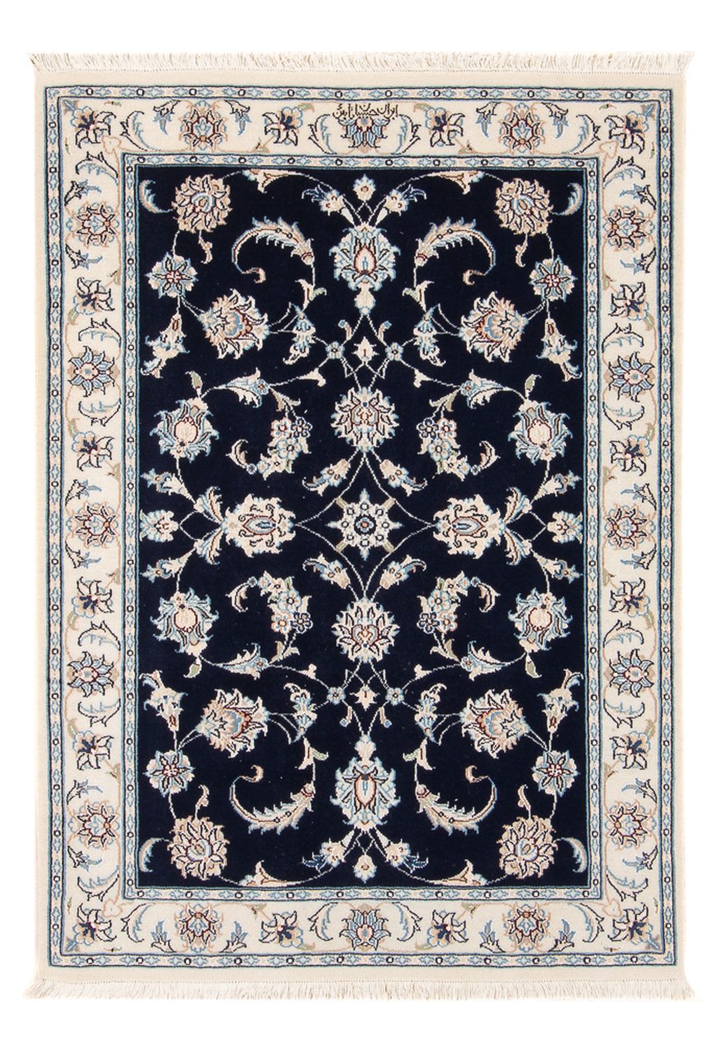 Persisk tæppe - Nain - Premium - 119 x 82 cm - mørkeblå