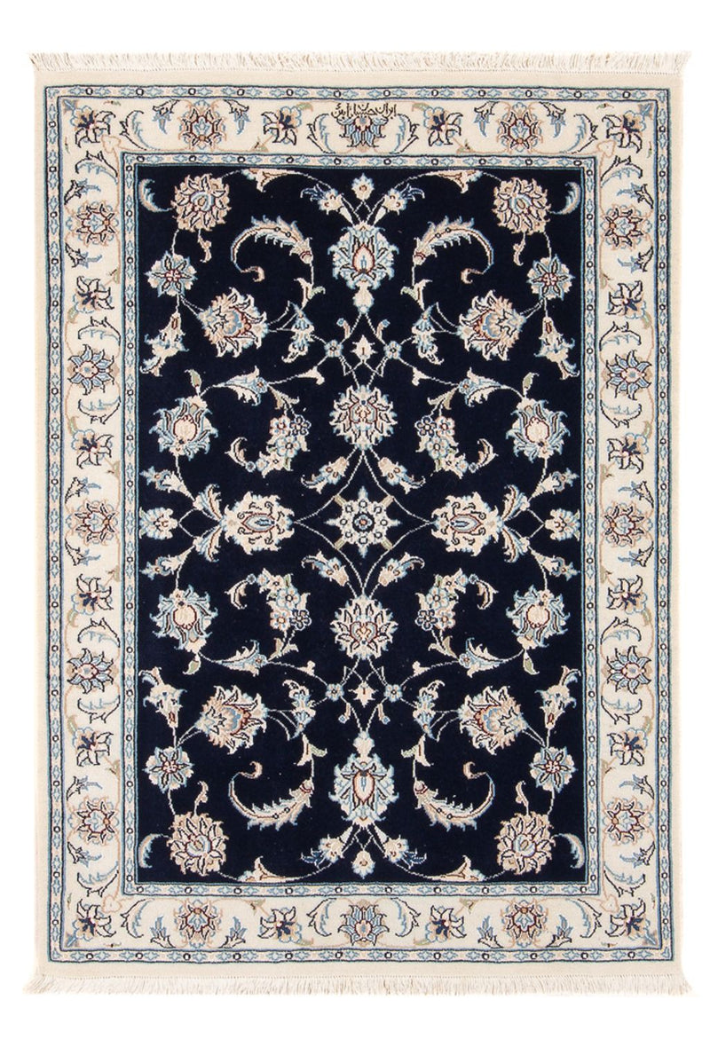 Persisk tæppe - Nain - Premium - 119 x 82 cm - mørkeblå