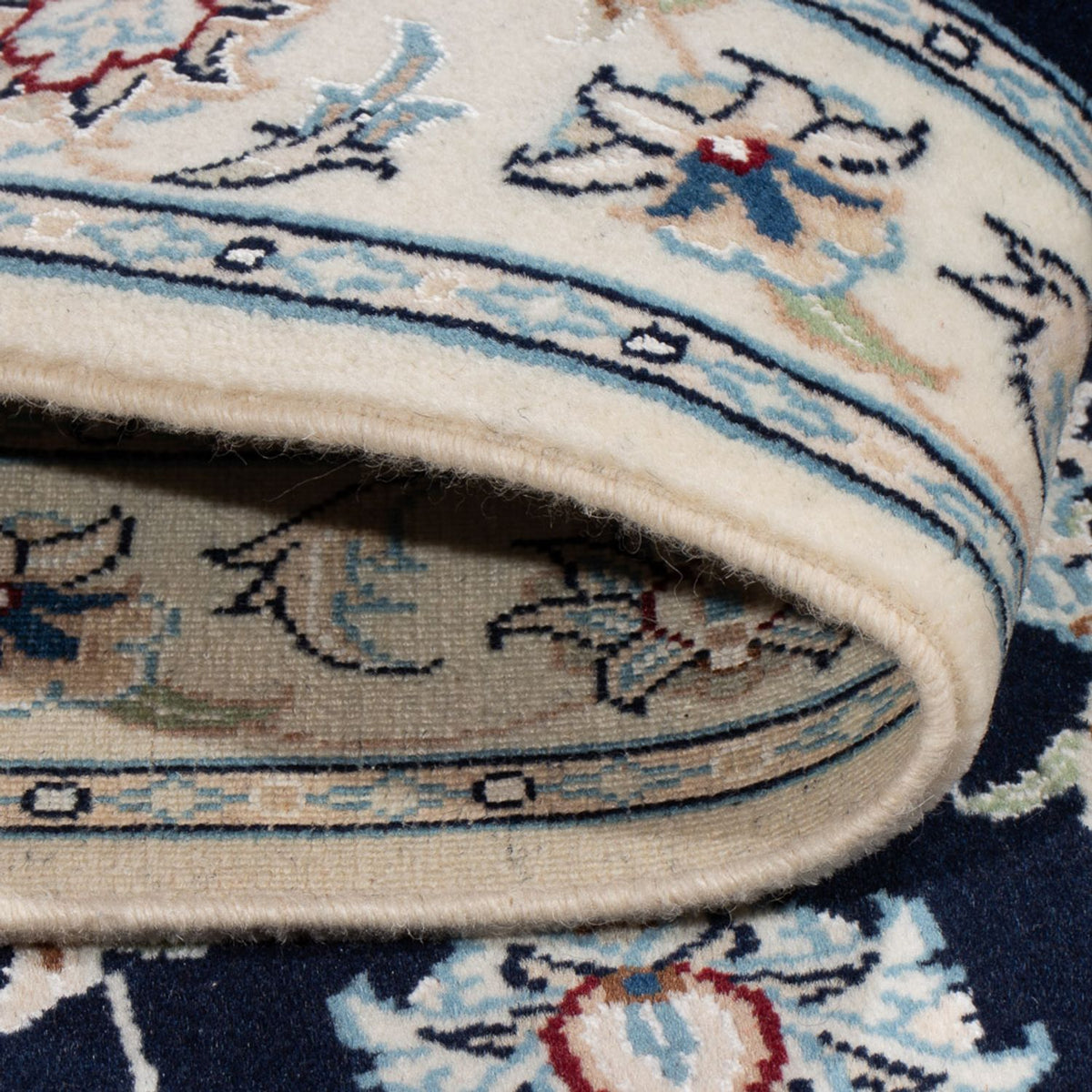 Persisk tæppe - Nain - Premium - 119 x 82 cm - mørkeblå