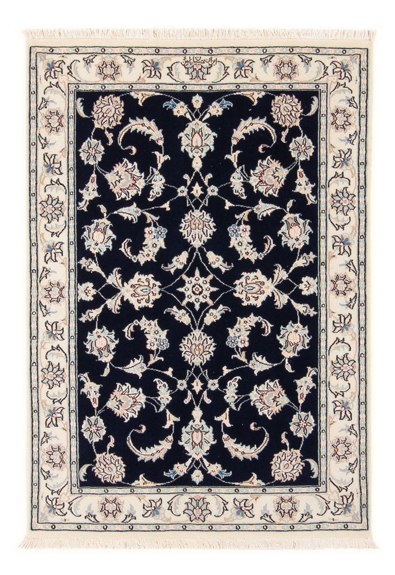 Persisk tæppe - Nain - Premium - 120 x 79 cm - mørkeblå
