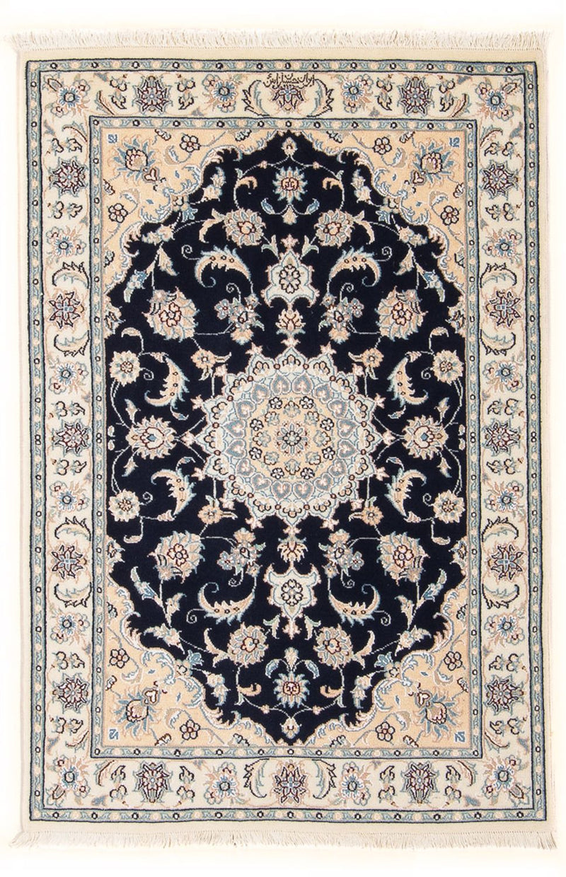 Persisk tæppe - Nain - Premium - 122 x 80 cm - mørkeblå