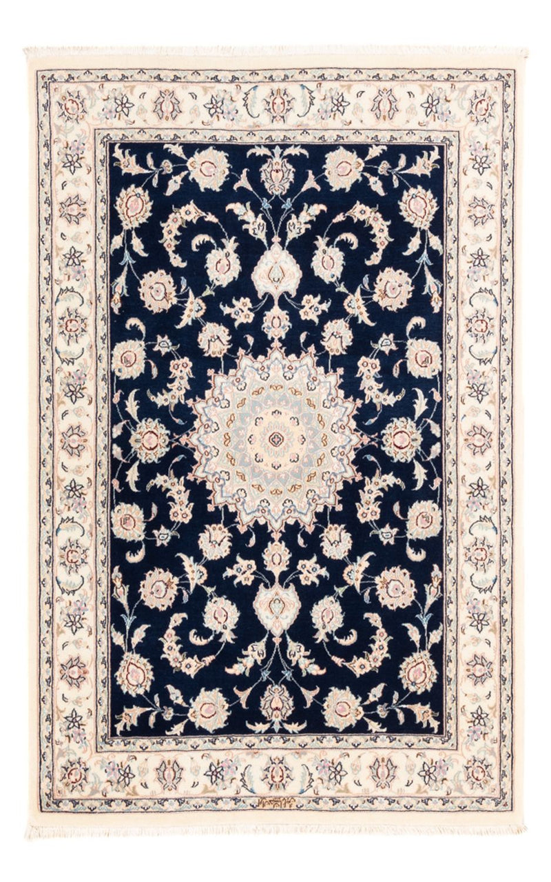 Persisk tæppe - Nain - Premium - 161 x 105 cm - mørkeblå