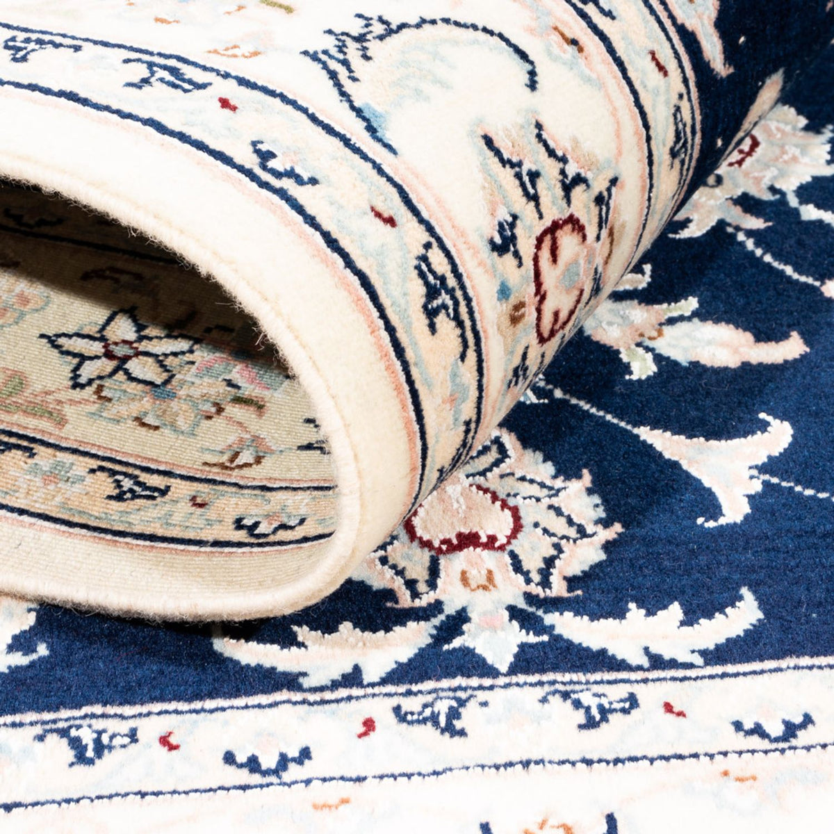 Persisk tæppe - Nain - Premium - 161 x 105 cm - mørkeblå