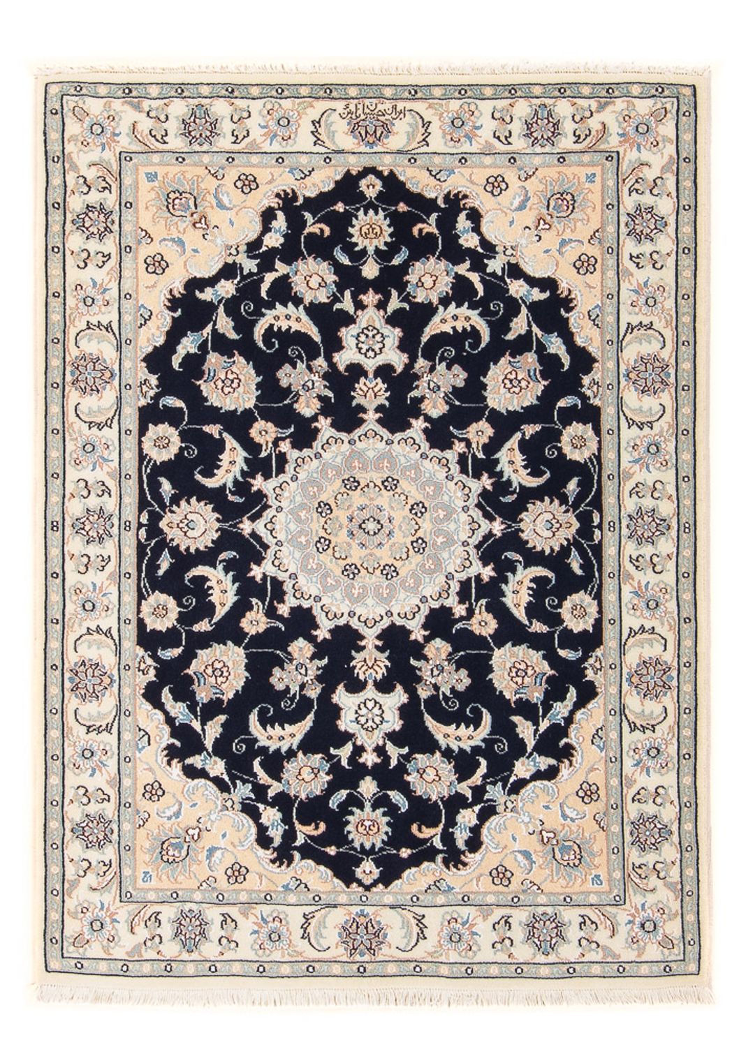Persisk tæppe - Nain - Premium - 120 x 84 cm - mørkeblå