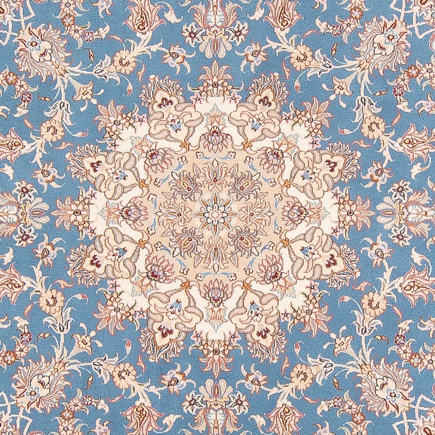 Persisk tæppe - Tabriz - Royal rundt  - 200 x 200 cm - lyseblå