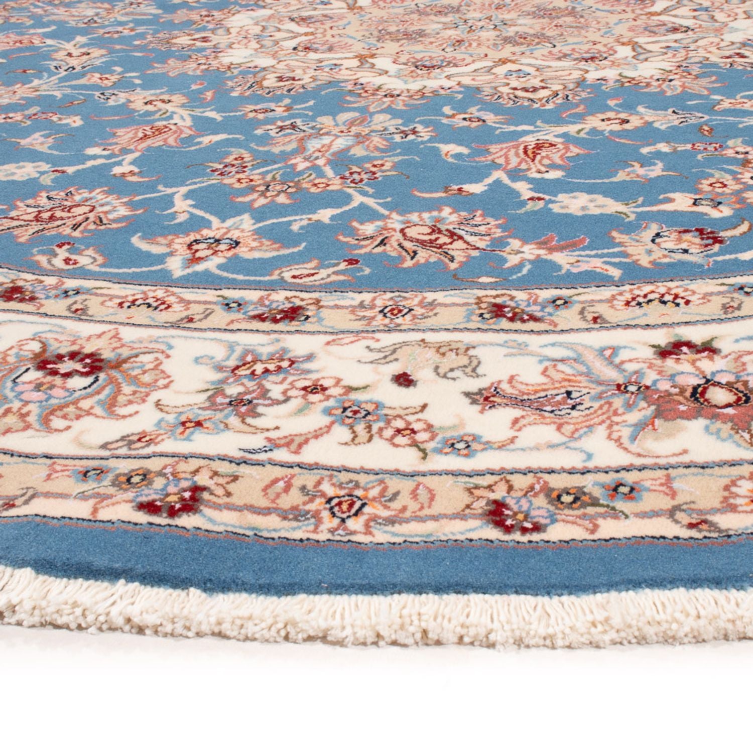 Persisk tæppe - Tabriz - Royal rundt  - 200 x 200 cm - lyseblå
