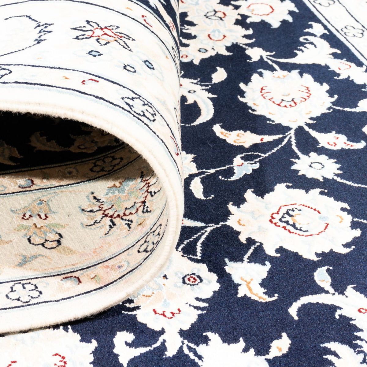 Persisk tæppe - Nain - Premium - 182 x 120 cm - mørkeblå