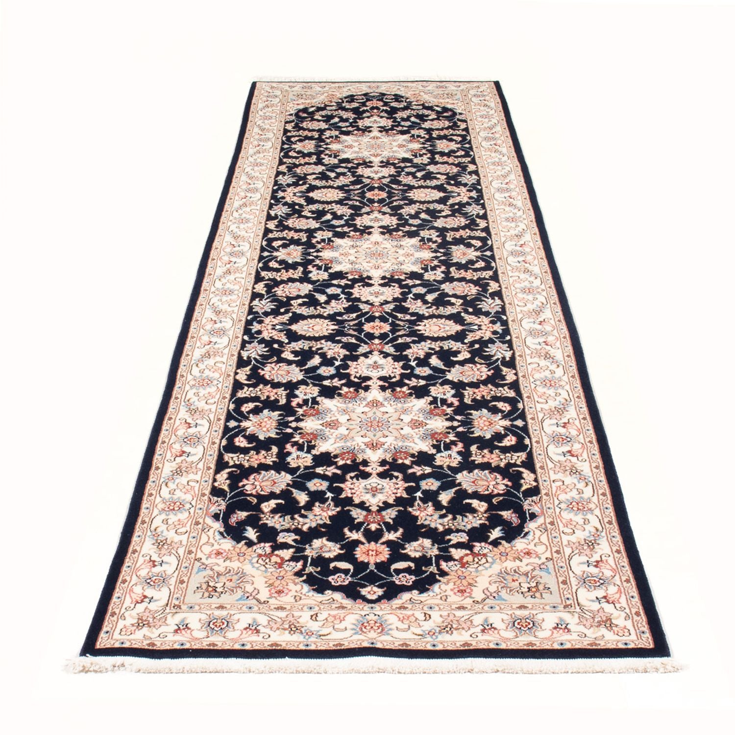 Løber Persisk tæppe - Tabriz - Royal - 297 x 80 cm - mørkeblå