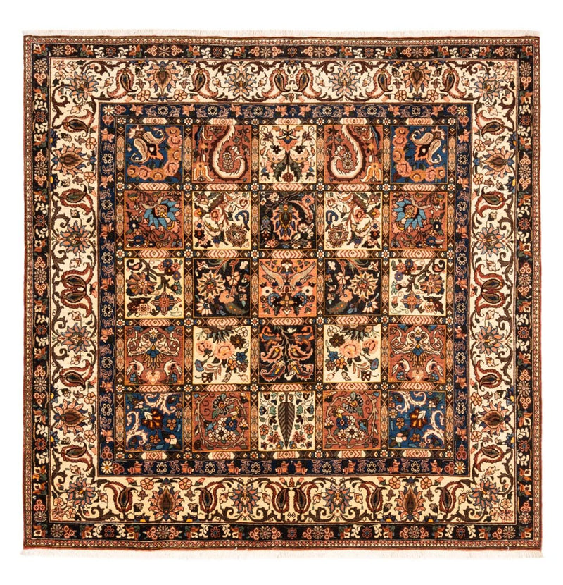 Persisk tæppe - Nomadisk firkantet  - 207 x 199 cm - mørk beige