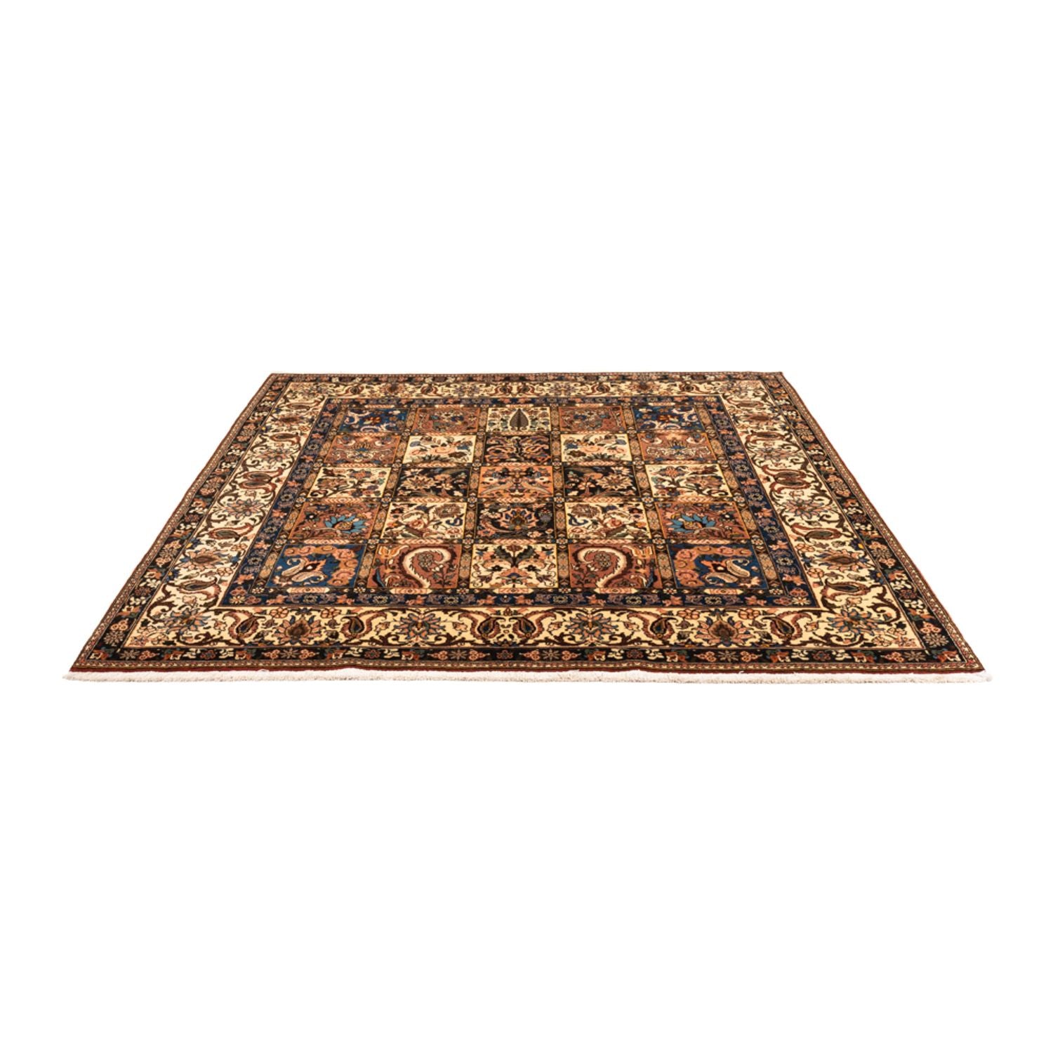Persisk tæppe - Nomadisk firkantet  - 207 x 199 cm - mørk beige