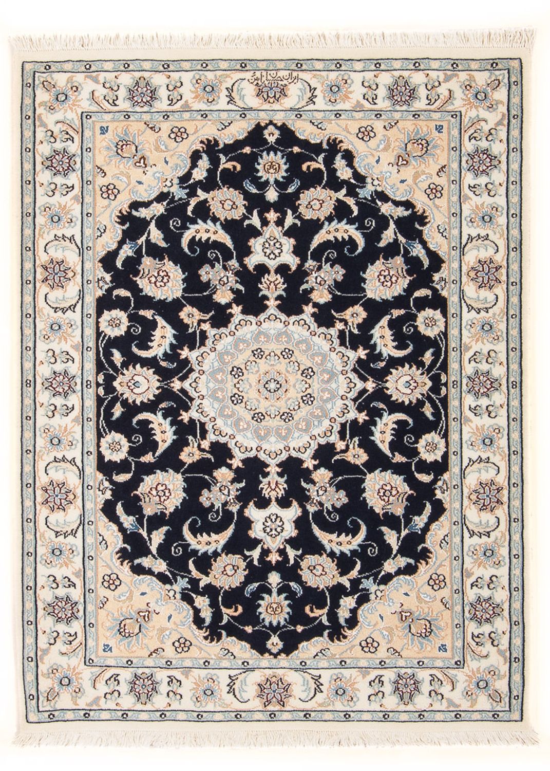 Persisk tæppe - Nain - Premium - 132 x 74 cm - mørkeblå