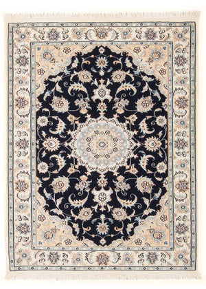 Persisk tæppe - Nain - Premium - 132 x 74 cm - mørkeblå