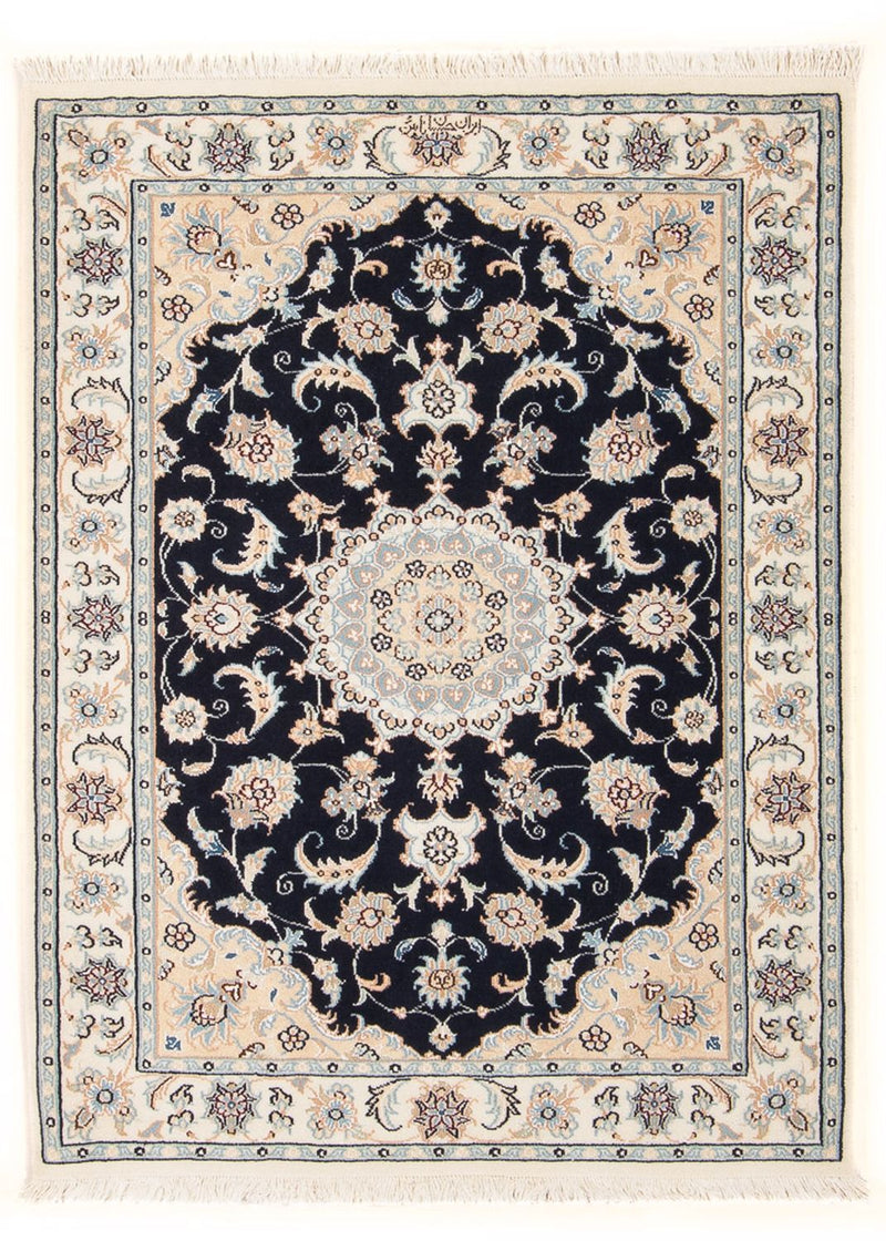 Persisk tæppe - Nain - Premium - 132 x 74 cm - mørkeblå