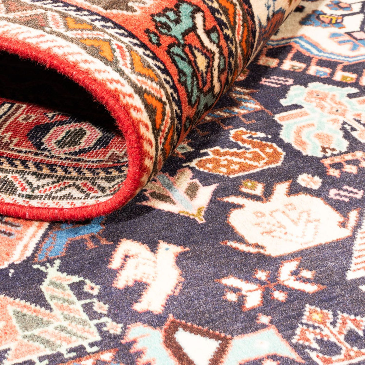 Persisk tæppe - Nomadisk - 252 x 155 cm - mørkeblå