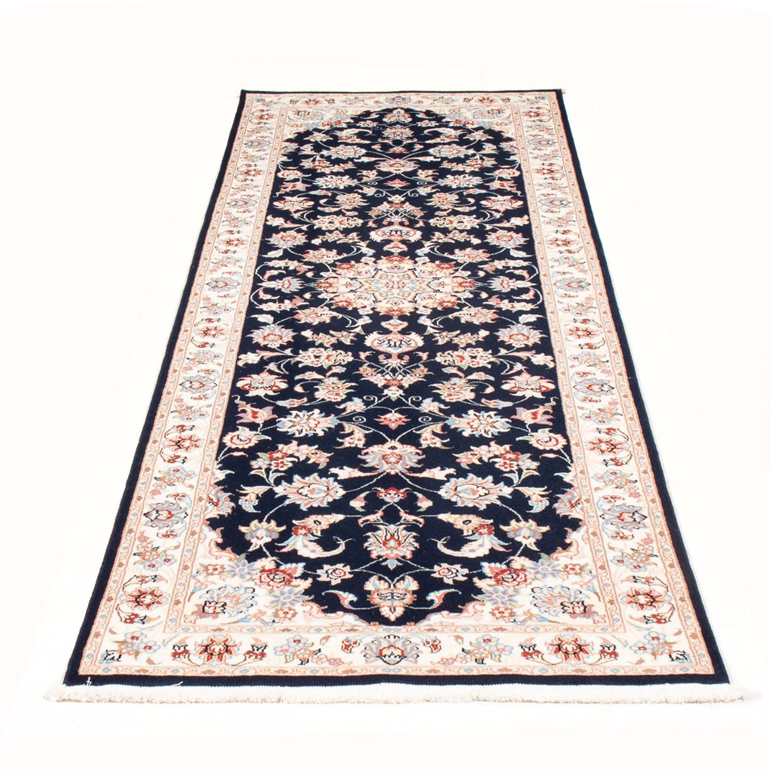 Løber Persisk tæppe - Tabriz - Royal - 251 x 80 cm - mørkeblå