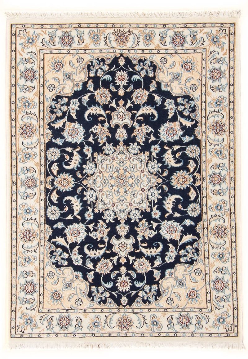 Persisk tæppe - Nain - Premium - 120 x 80 cm - mørkeblå
