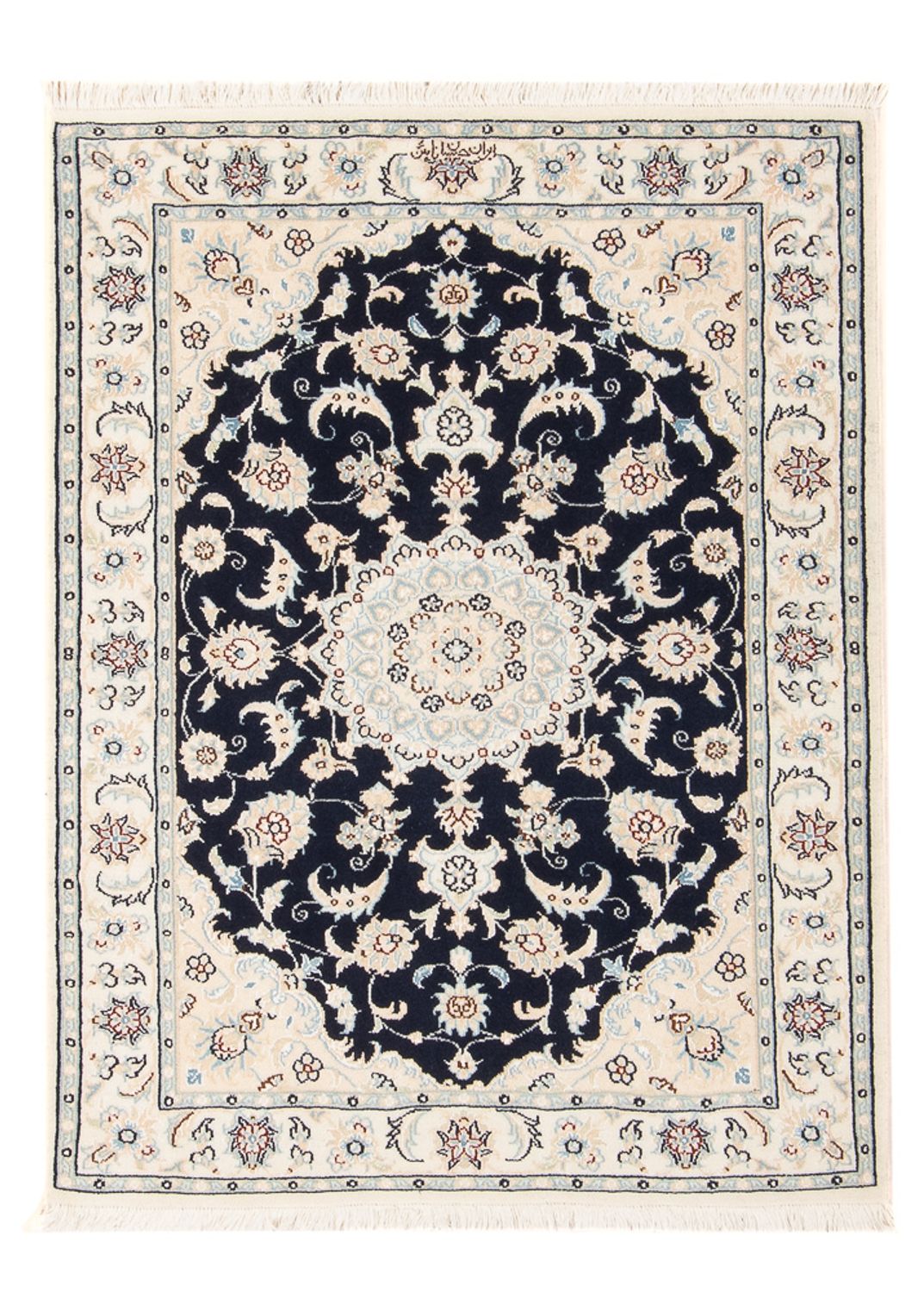 Persisk tæppe - Nain - Premium - 117 x 81 cm - mørkeblå