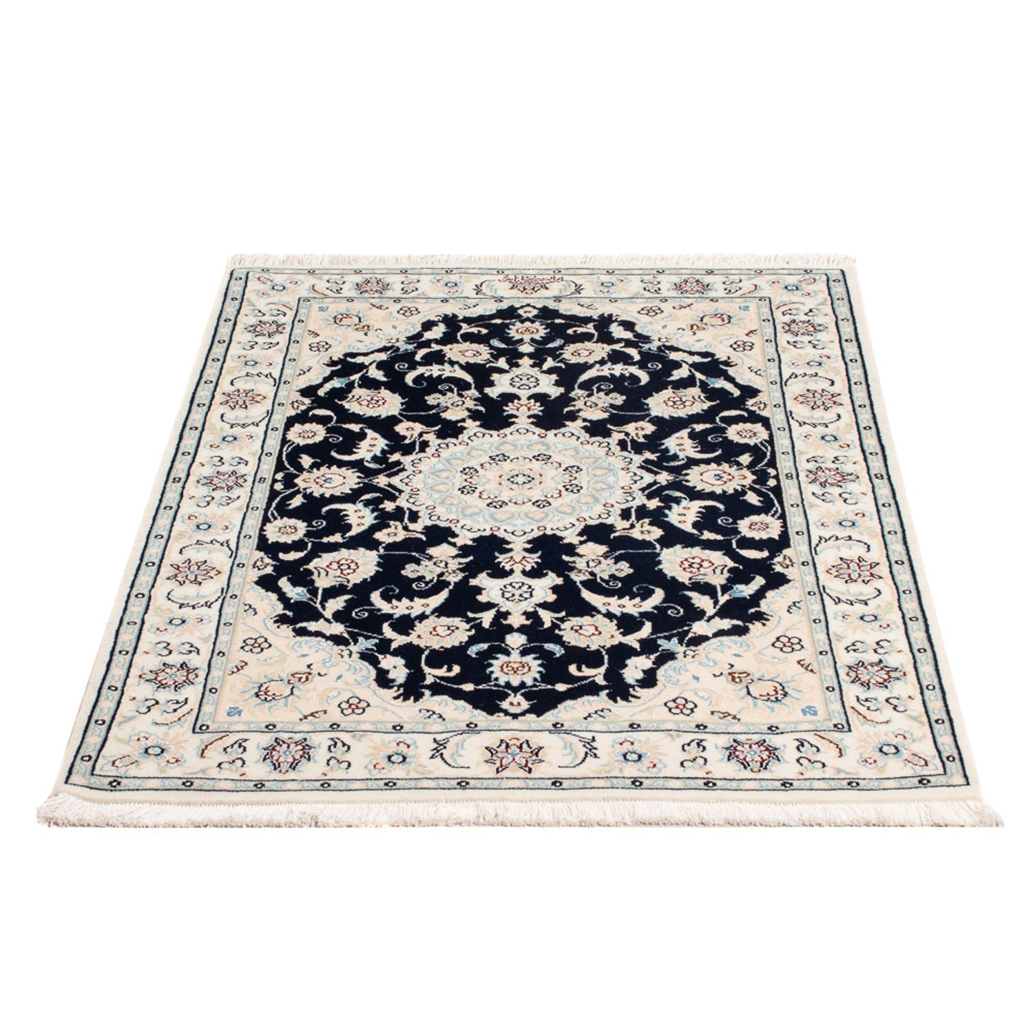 Persisk tæppe - Nain - Premium - 117 x 81 cm - mørkeblå