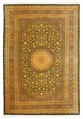 Silketæppe - Ghom Silk - Premium - 294 x 196 cm - olivengrøn