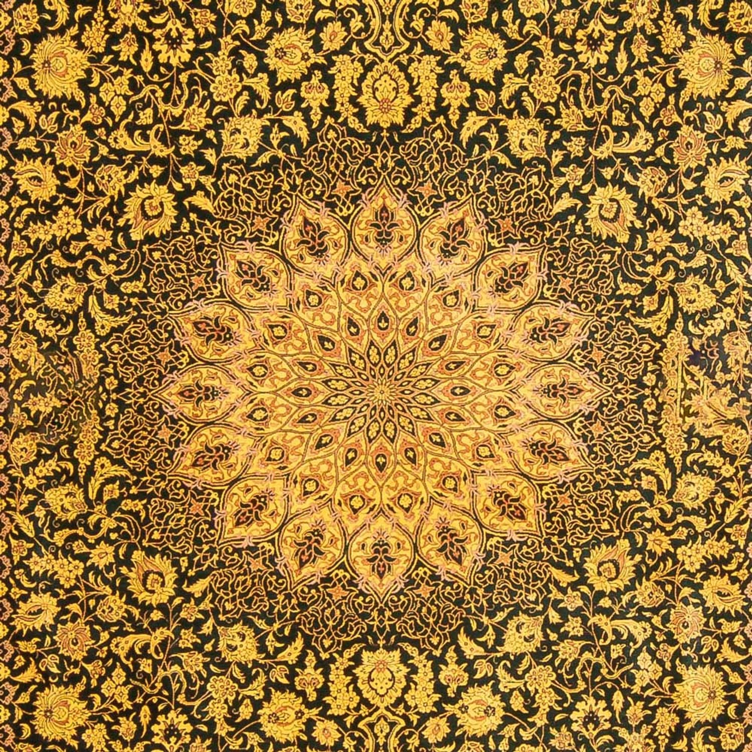 Silketæppe - Ghom Silk - Premium - 294 x 196 cm - olivengrøn