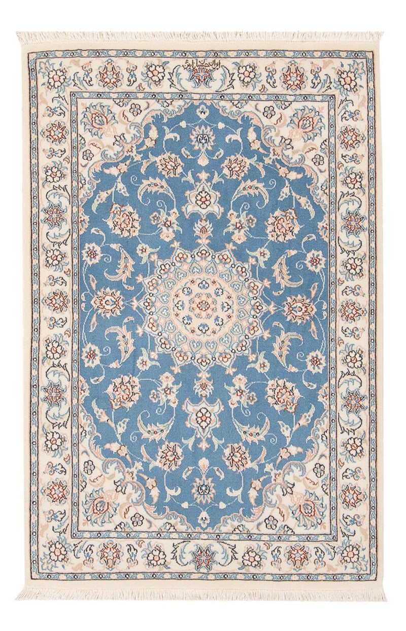 Persisk tæppe - Nain - Premium - 122 x 81 cm - lyseblå