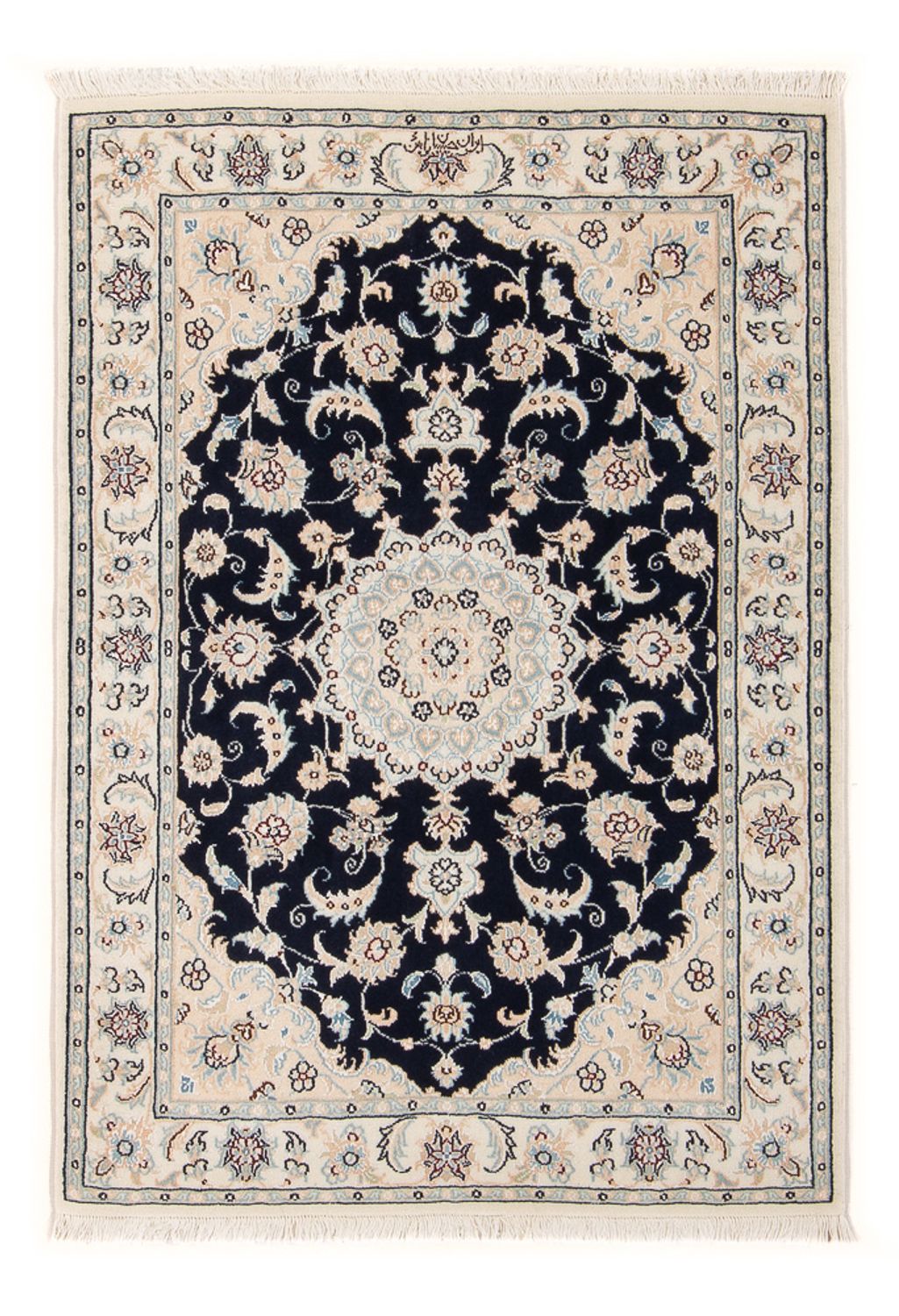 Persisk tæppe - Nain - Premium - 118 x 81 cm - mørkeblå