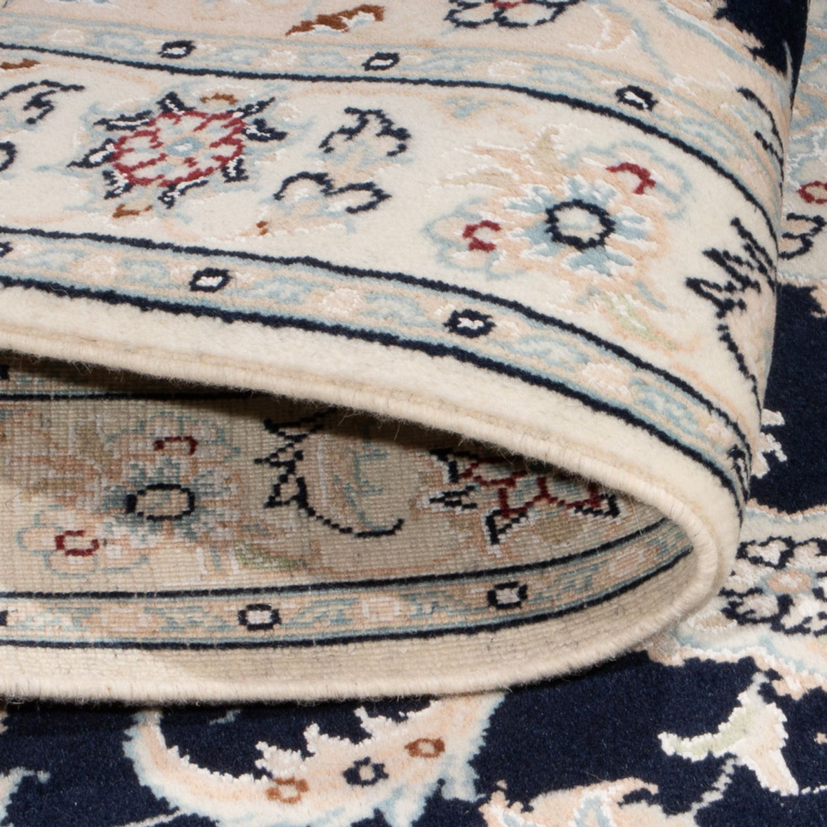 Persisk tæppe - Nain - Premium - 118 x 81 cm - mørkeblå