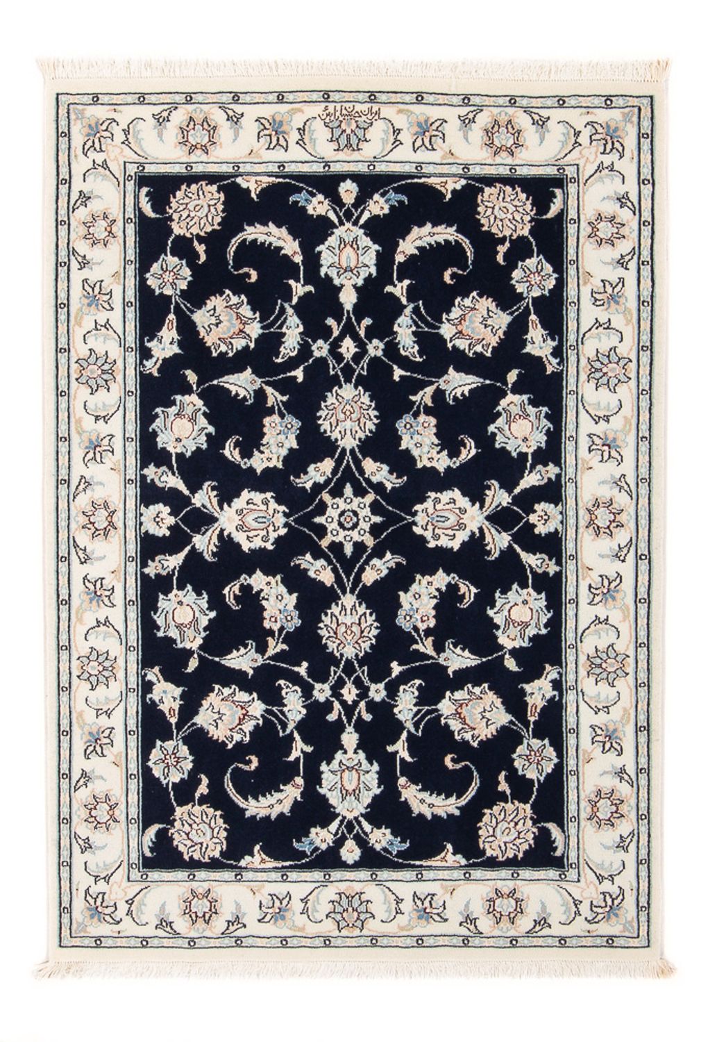 Persisk tæppe - Nain - Premium - 118 x 81 cm - mørkeblå