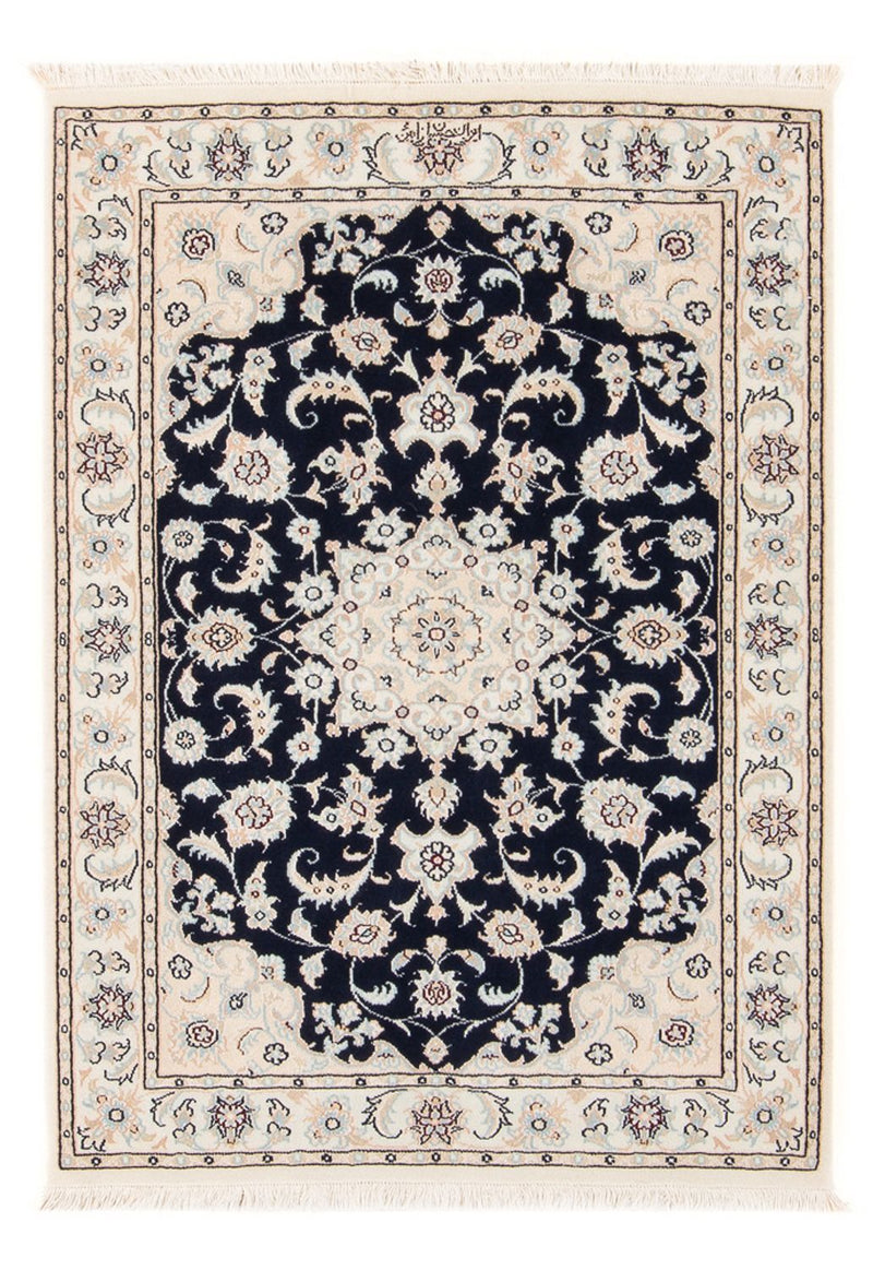 Persisk tæppe - Nain - Premium - 120 x 81 cm - mørkeblå
