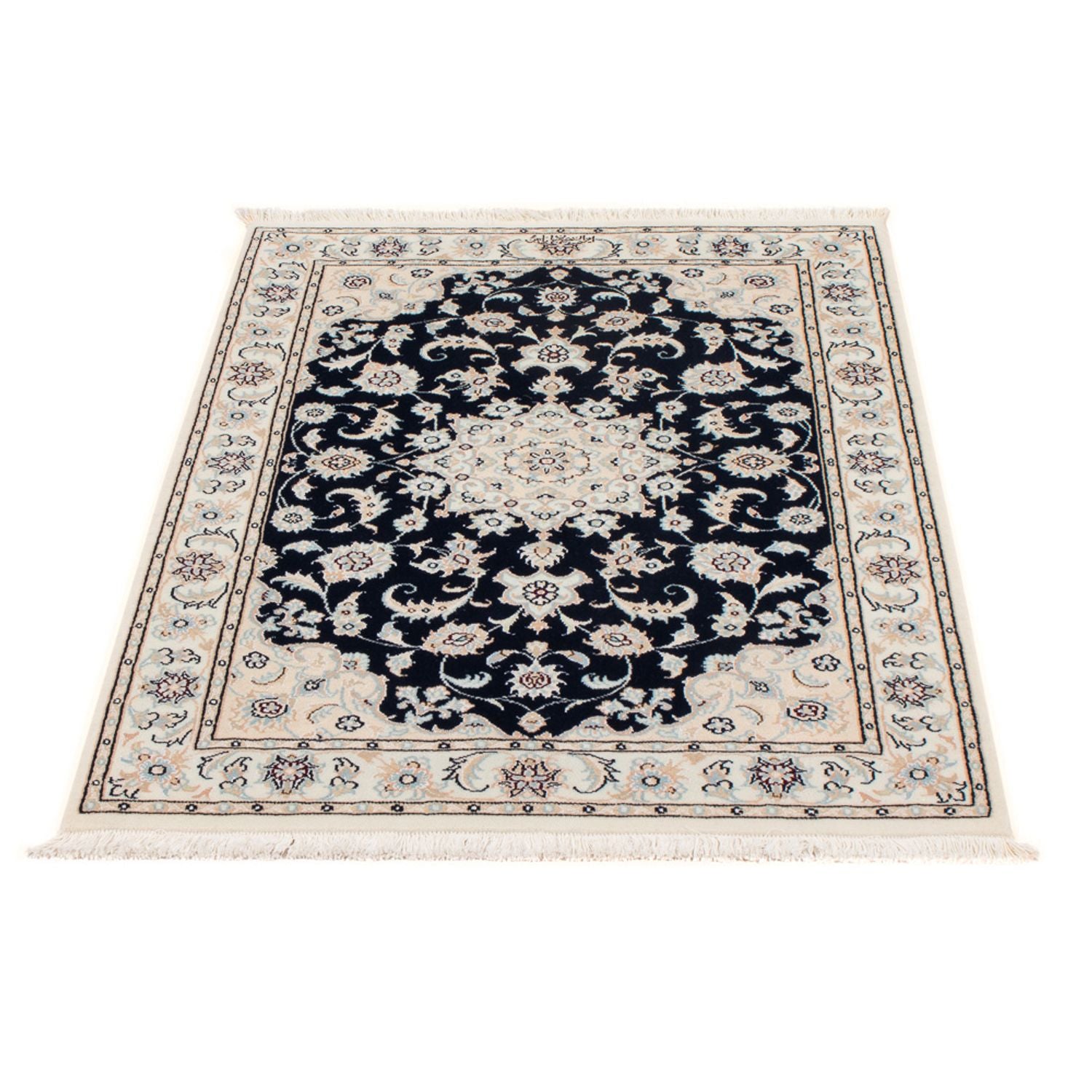 Persisk tæppe - Nain - Premium - 120 x 81 cm - mørkeblå