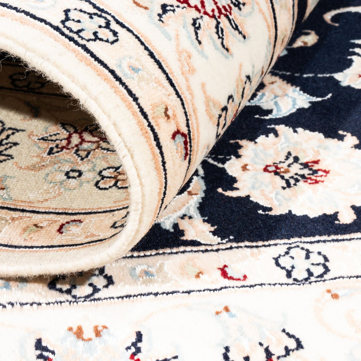 Persisk tæppe - Nain - Premium - 174 x 120 cm - mørkeblå