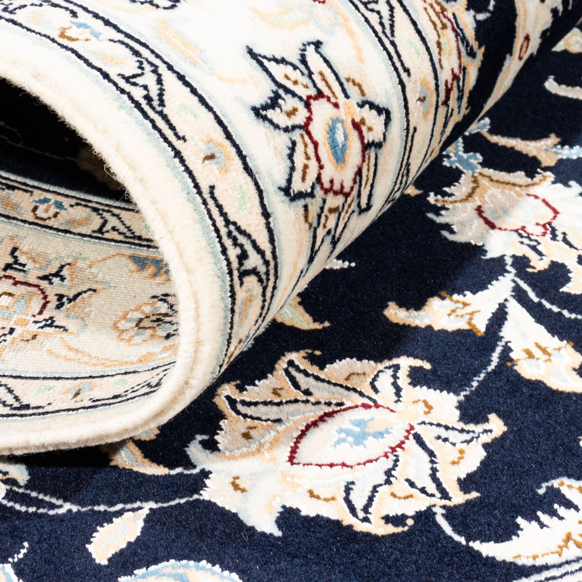 Persisk tæppe - Nain - Premium - 158 x 109 cm - mørkeblå