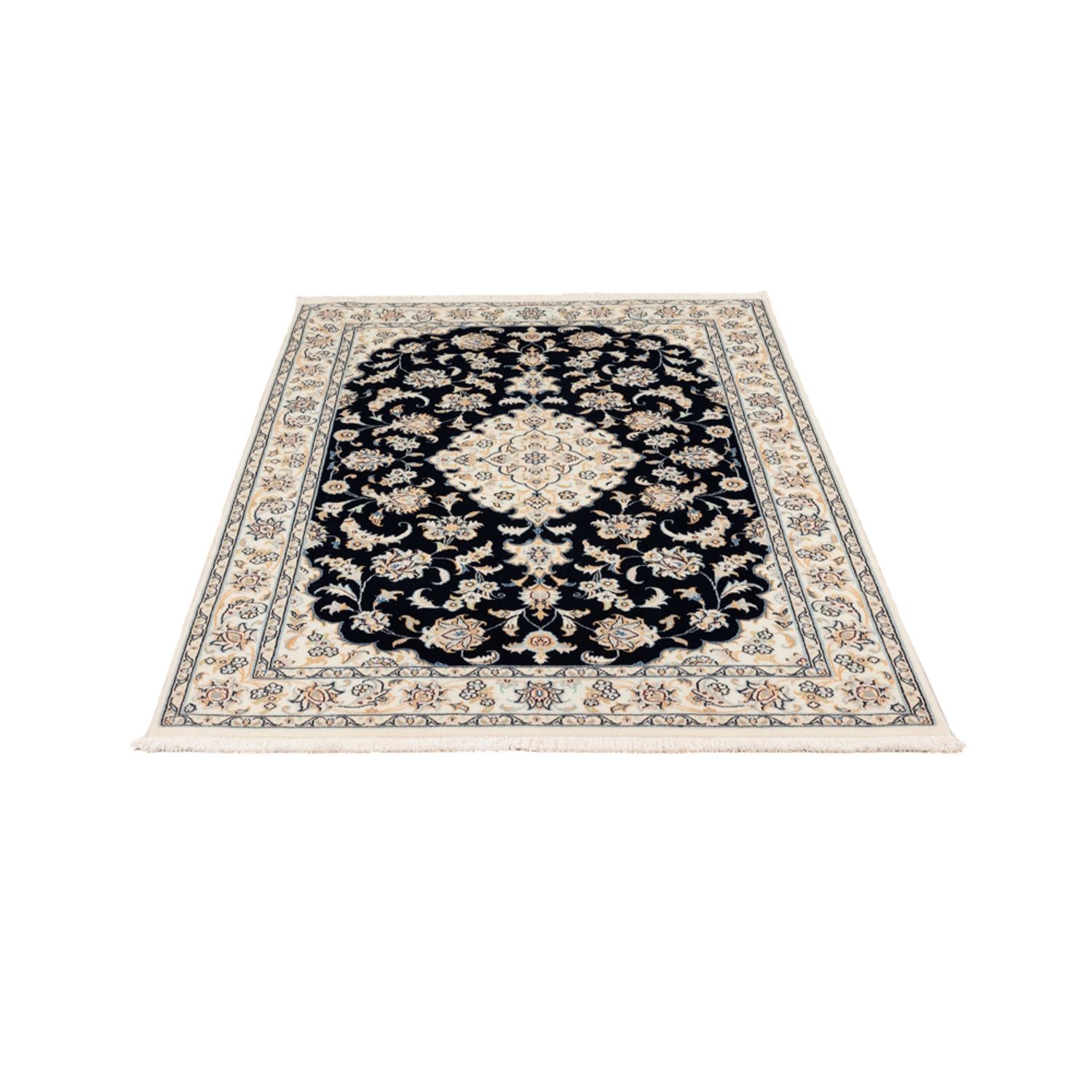 Persisk tæppe - Nain - Premium - 158 x 109 cm - mørkeblå